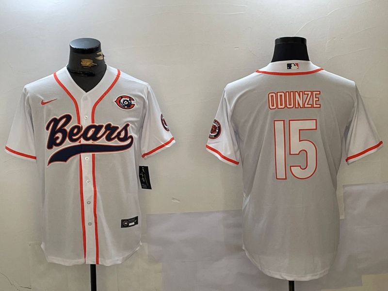 Men Chicago Bears #15 Odunze White Joint Name 2024 Nike Limited NFL Jersey style 1